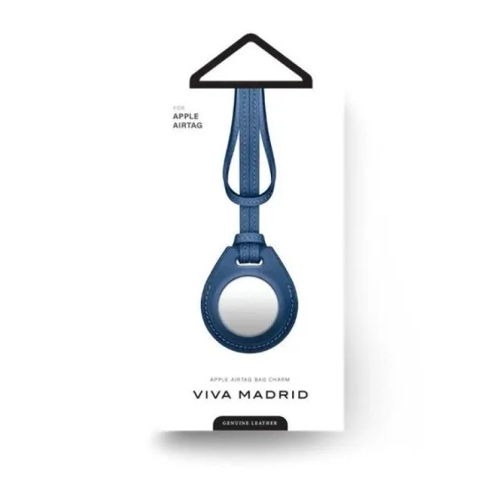 Viva Madrid Airtrax Leather Bag Charm Case For Airtag -Blue
